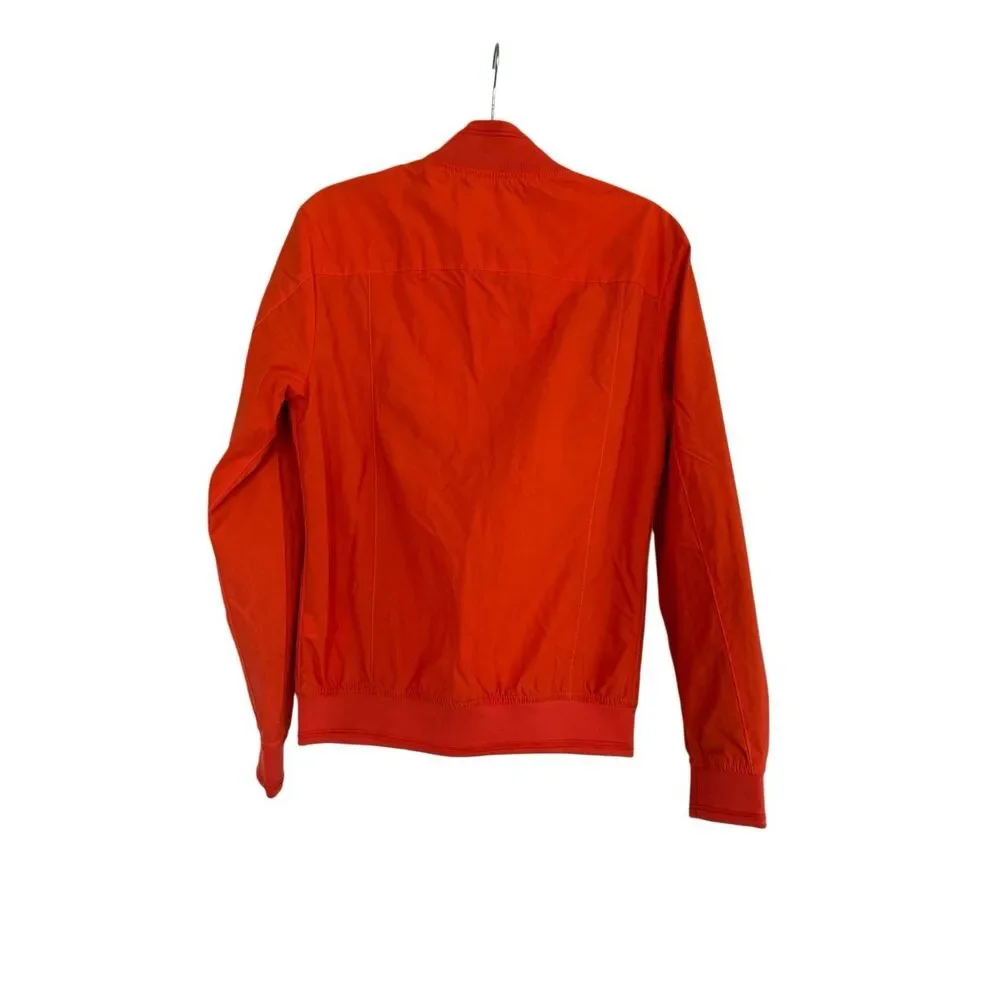 Zara Mens Denim Couture Full Zip Bomber Jacket Orange Medium